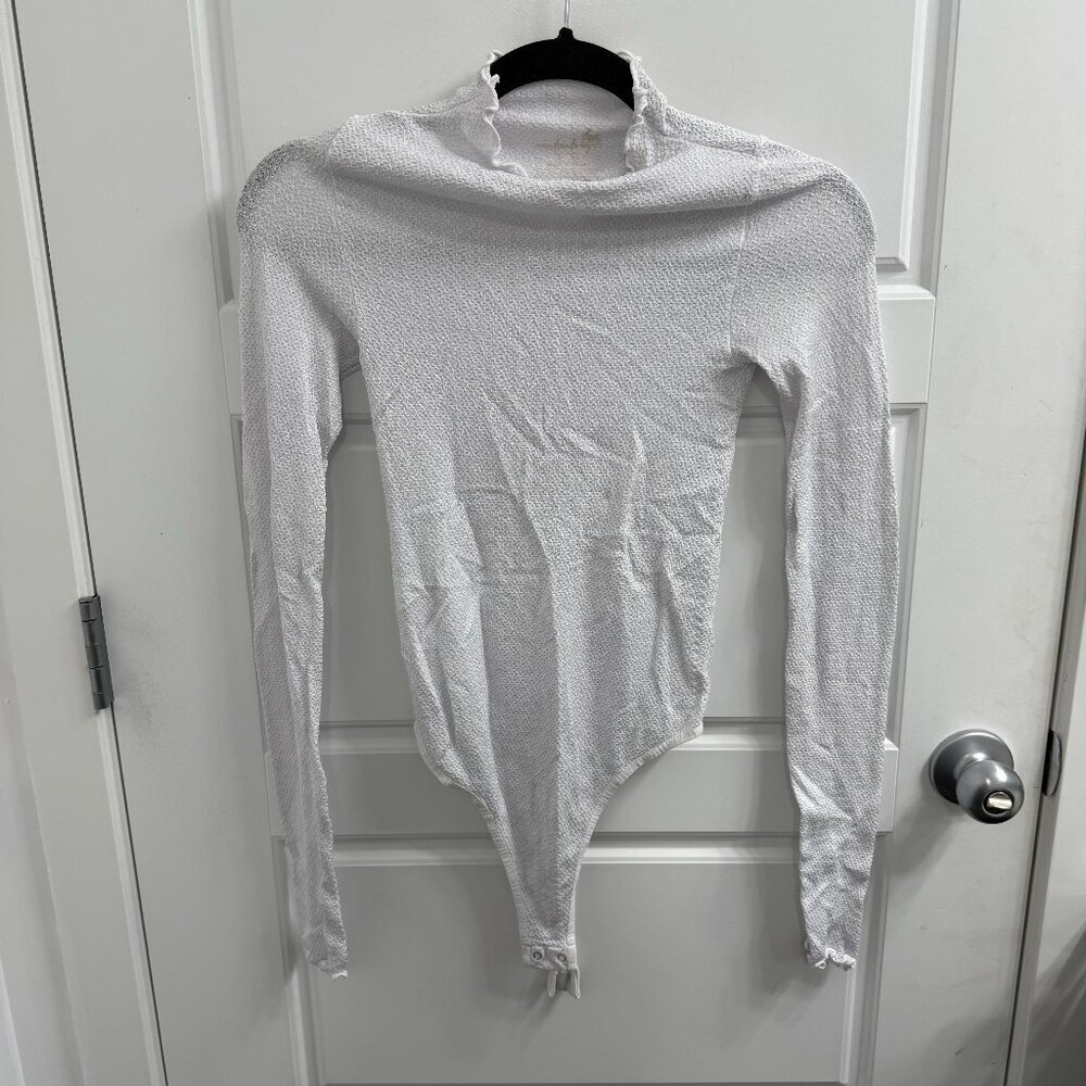 Intimately Free people XS/S White Turtleneck Scalloped Thong Bodysuit